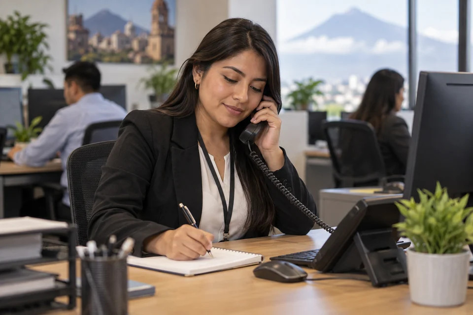 Gestora realizando seguimiento telefónico de cartera