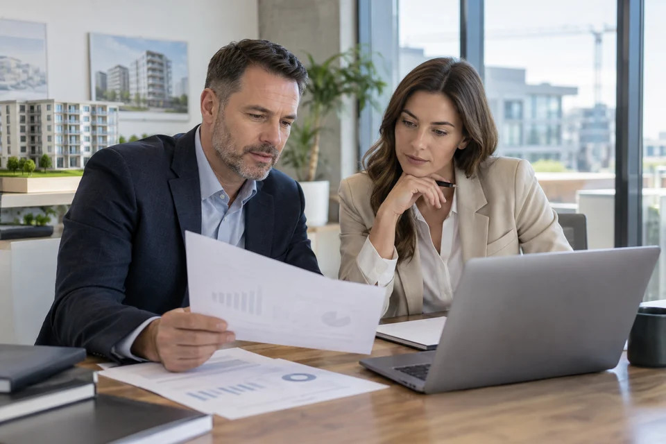 Gerencia revisando estados de cuenta inmobiliarios